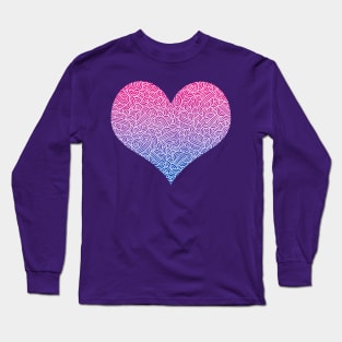 Ombré bisexuality colours and white swirls doodles heart Long Sleeve T-Shirt